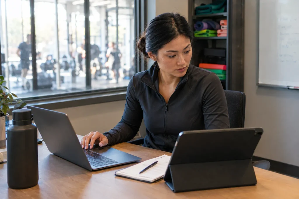 Trainer consolidating client tracking onto one dashboard instead of scattered spreadsheets
