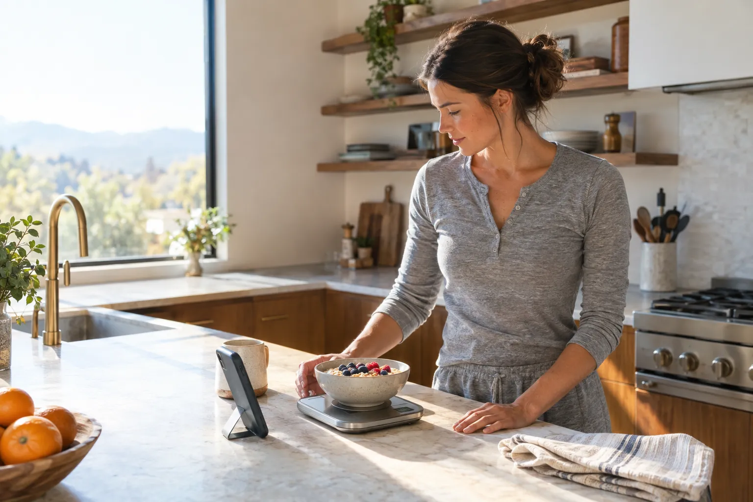 How to track macros for beginners using a food scale and a tracking app at home.
