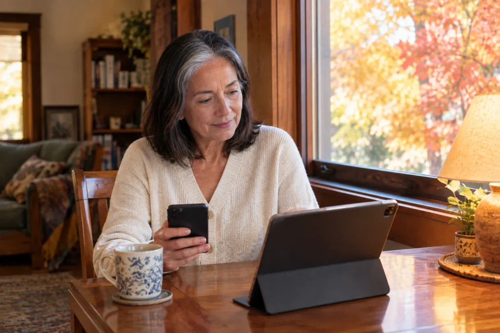 Comparing two of the best fitness apps for older adults side by side at home.